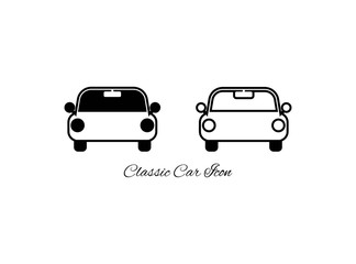 Set of Classic Car icon. Consist of Two Car Icon in Black Style Isolated on White Background. Vector Illustration