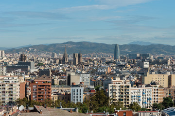 Obraz premium Scenic panoramic aerial Barcelona vista, Catalonia