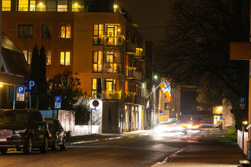 Fototapeta na wymiar Norwegian illuminated streets from evening in november