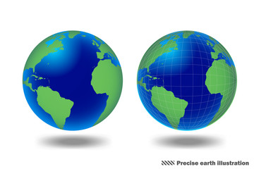 高精細　地球のイラストレーション　立体　球体　資料　地図データ　社会　国