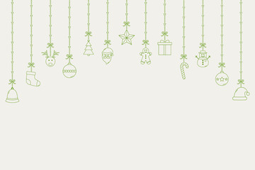 Christmas decoration. Simple icons on bright background with copyspace. Vector