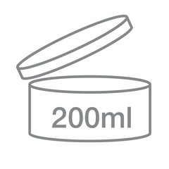Liter l sign (l-mark) estimated volumes 200 milliliters (ml) Vector symbol packaging, labels used for prepacked foods, drinks different liters and milliliters. 200 ml vol single icon isolated on white