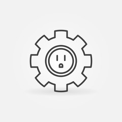 Gear with american type socket vector concept outline icon or symbol