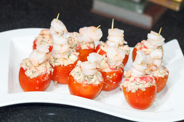 Tomatoes stuffed with crab meat