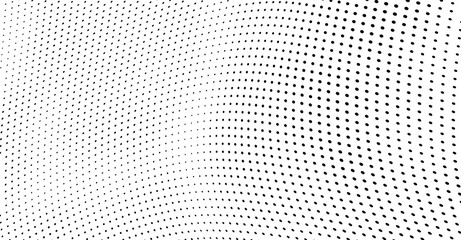 Abstract halftone background. Art texture of dots. Chaotic waves. Monochrome vintage backdrop. Black and white vector surface