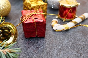 Merry christmas and a happy new year! A sprig of the green symbol of the winter holidays - spruce...