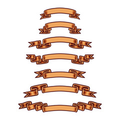 Set of banner, hand drawn line art vector illustration