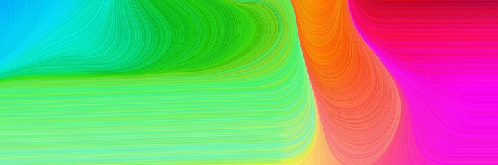 modern curvy waves background design with pastel green, deep pink and spring green color