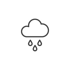 Obraz premium Cloud with raindrops line icon. linear style sign for mobile concept and web design. Cloud and rain outline vector icon. Symbol, logo illustration. Vector graphics