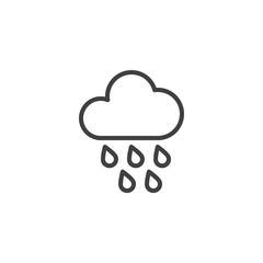 Cloud and rain line icon. Shower, weather linear style sign for mobile concept and web design. Cloud with raindrops outline vector icon. Symbol, logo illustration. Vector graphics