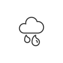 Light rain, weather line icon. linear style sign for mobile concept and web design. Cloud and rain drops outline vector icon. Symbol, logo illustration. Vector graphics