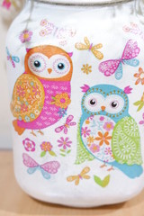 owl patterned flower vase