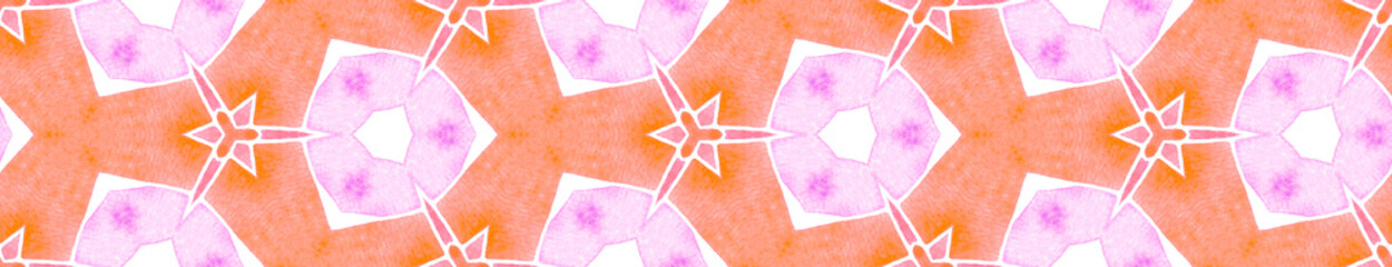 Pink orange retro Seamless Border Scroll. Geometri