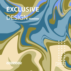 Luxury Blue Gold Marble Liquid Background Vector Template