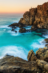 Man Standing on Penecia Point Ferrol La Coruna Galicia