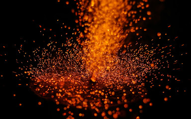 Beautiful Diwali Glowing Firecracker, fire of cracker explosion on black background
