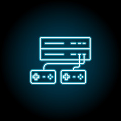 Console, game, game controller blue neon icon. Simple thin line, outline vector of esport icons for ui and ux, website or mobile application