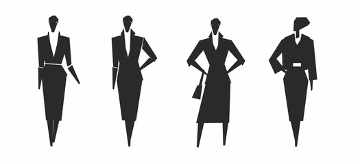 Fashionable women silhouettes. Corner graphics for badges, icons, logos. Women's Clothing Theme