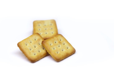 Closeup Biscuits isolated on white background with copy space