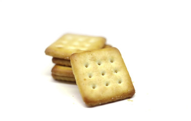 Closeup Biscuits isolated on white background with copy space