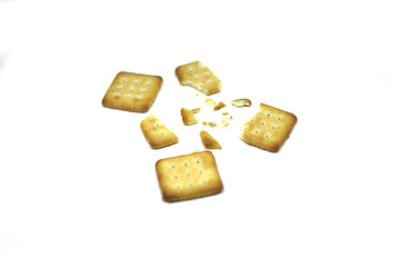 Crushed biscuits isolated on a white background