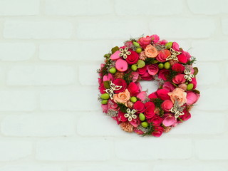 丸い花のリース