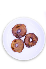Homemade Adhirasam isolated on white with copy space / Diwali sweets