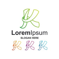 colorful letter k logo design with line