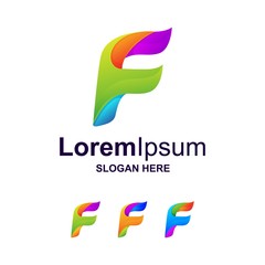 colorful letter f logo design premium