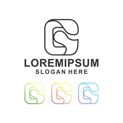 colorful letter g logo design with line