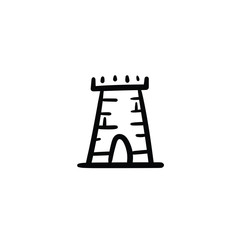 Hand drawn tower. Simple vector icon