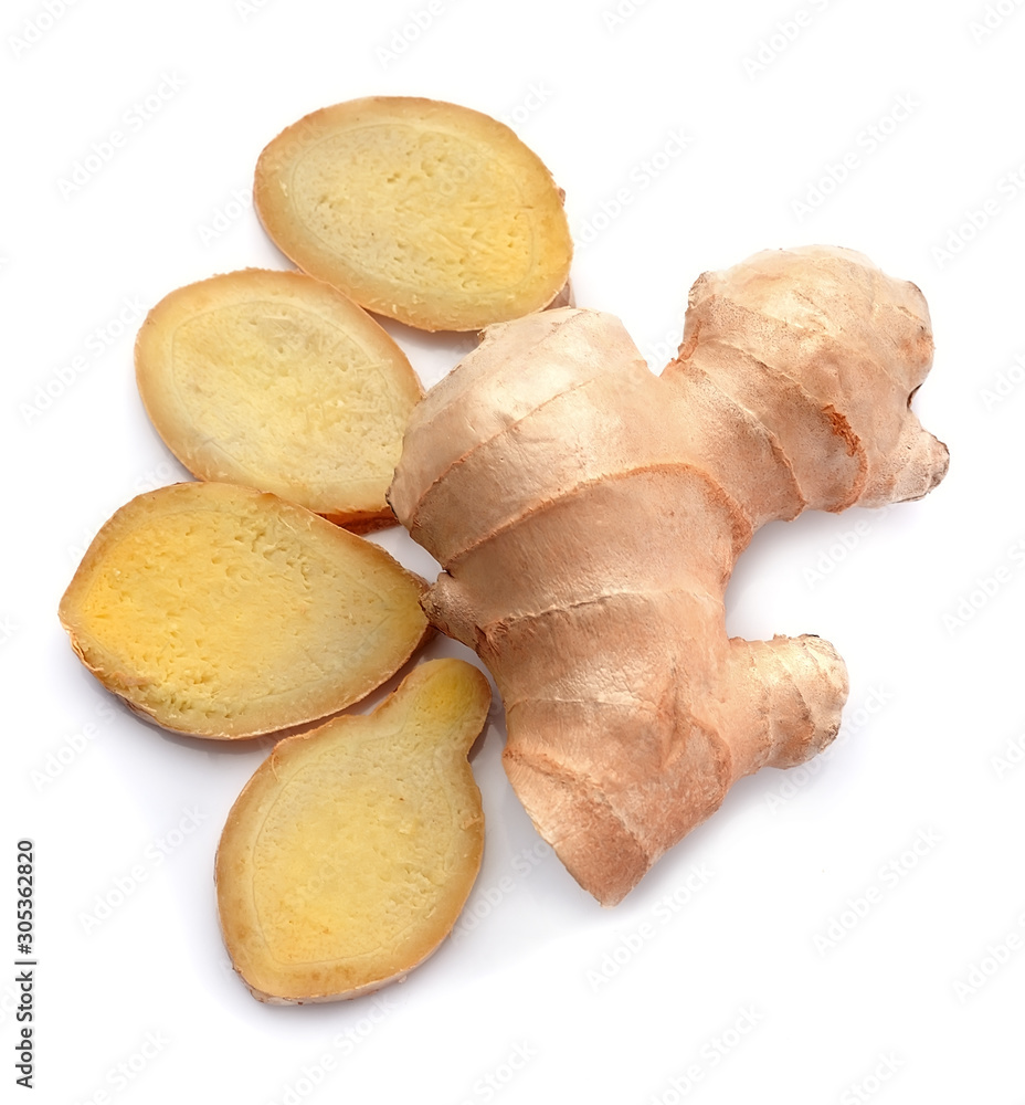 Sticker ginger root isolated.