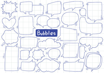 hand drawn background Set of cute speech bubble in doodle style 