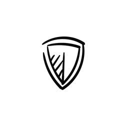Hand drawn shield. Simple vector icon