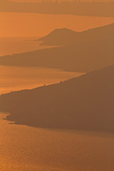 Sunset on Biokovo nature park with the view to theAdriaticcoast, Croatia