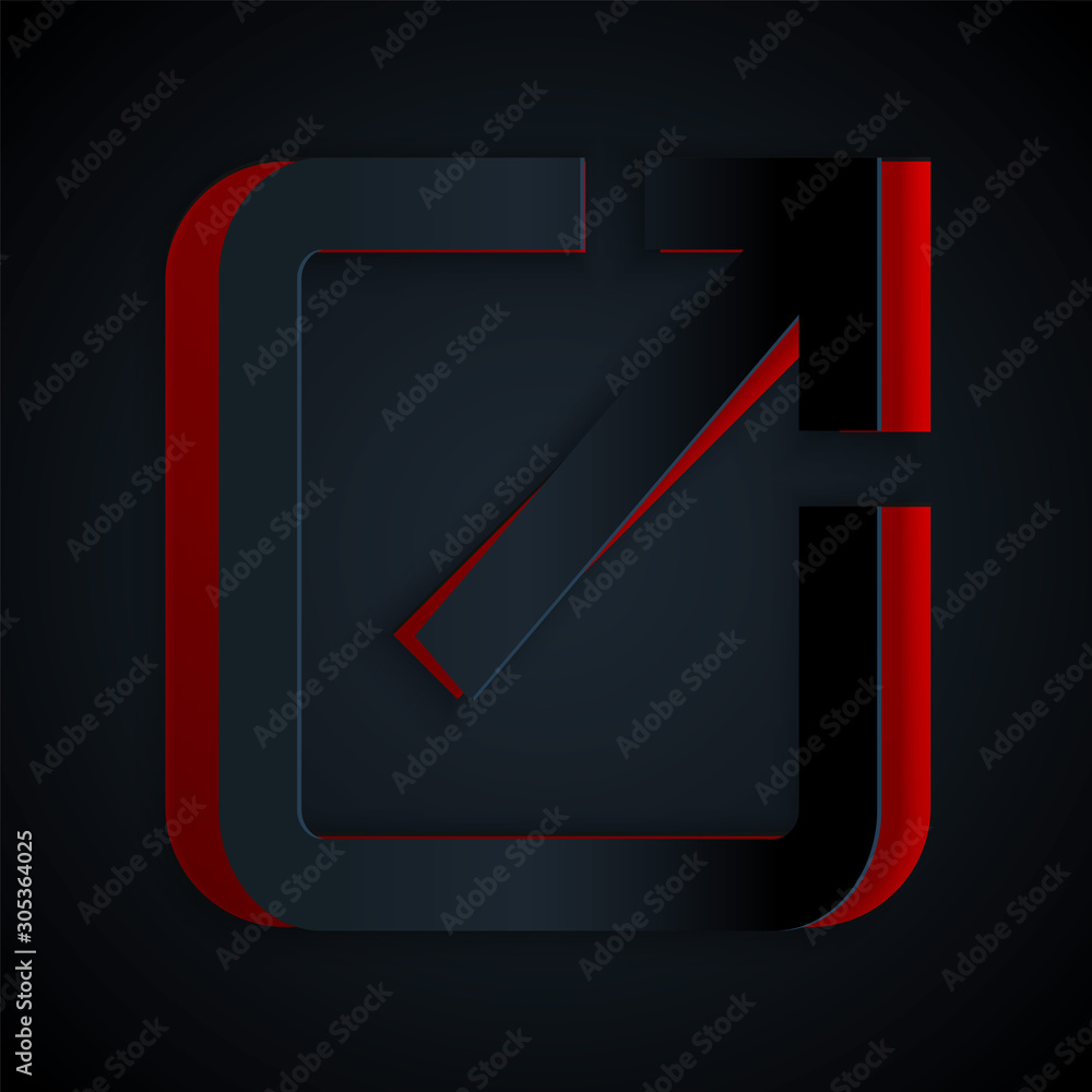 Poster paper cut open in new window icon isolated on black background. open another tab button sign. browse