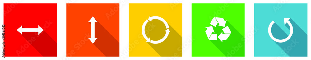 Poster set of colorful web flat design vector icons, arrow, ecology, recycle and direction buttons in eps 1