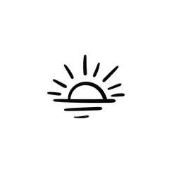 Hand drawn sun. Simple vector icon