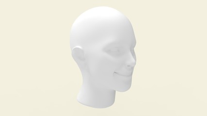 3d rendering of a human female head laughing isolated