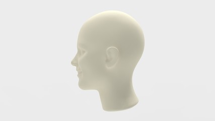 3d rendering of a human female head laughing isolated