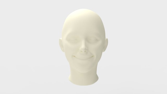 3d rendering of a human female head laughing isolated