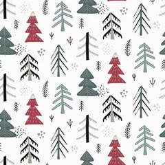 Wallpaper murals Scandinavian style Vector Christmas seamless pattern in scandinavian style.