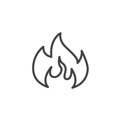 Fire flame line icon. Bonfire linear style sign for mobile concept and web design. Hot flaming outline vector icon. Symbol, logo illustration. Vector graphics