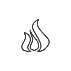 Hot flaming line icon. Bonfire flame linear style sign for mobile concept and web design. Fire flame outline vector icon. Symbol, logo illustration. Vector graphics