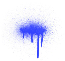 Abstract blue watercolor stains background. Blue brush isolated in white