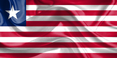 Liberia Flag. Waving Rippled Flags. 3D Realistic Background Illustration in Silk Fabric Texture