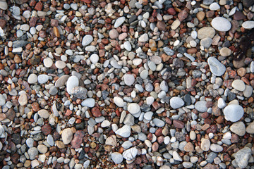 lot of smooth pebbles on the beach