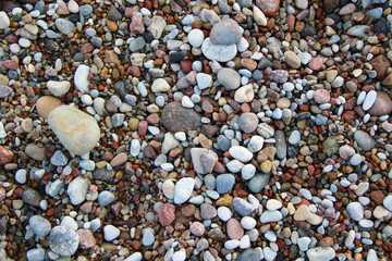 lot of smooth pebbles on the beach