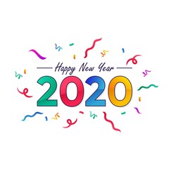 Happy New Year 2020 text illustration isolated on white background, greeting card design vector