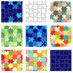 Set of seamless puzzle patterns